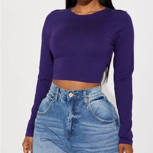 Purple long sleeve crop top